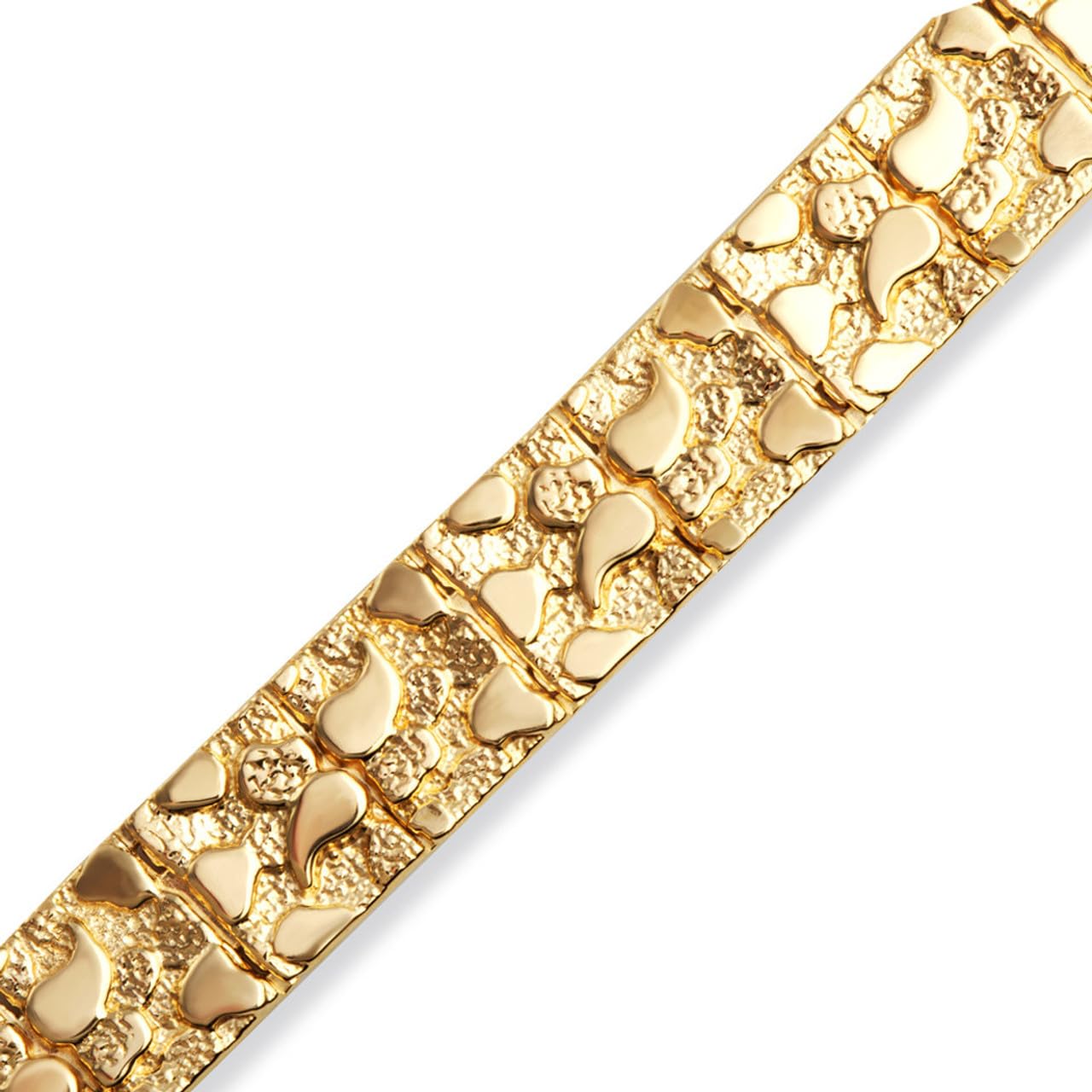 Solid 14k Yellow Gold Large Textured Nugget Bracelet (Size 10)