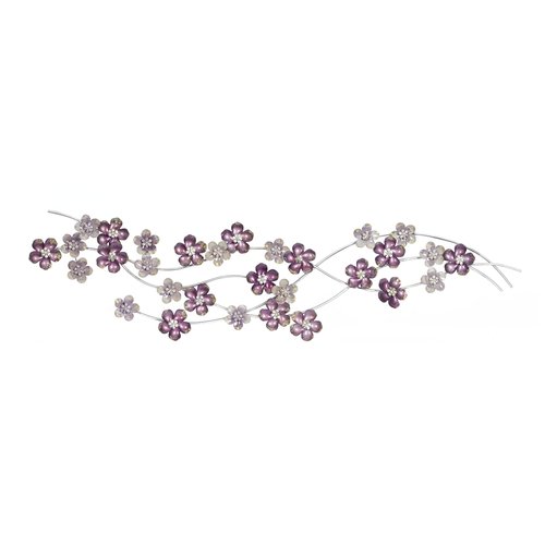 Deco 79 Metal Floral Home Wall Decor Wall Sculpture, Wall Art 50" x 2" x 13", Purple