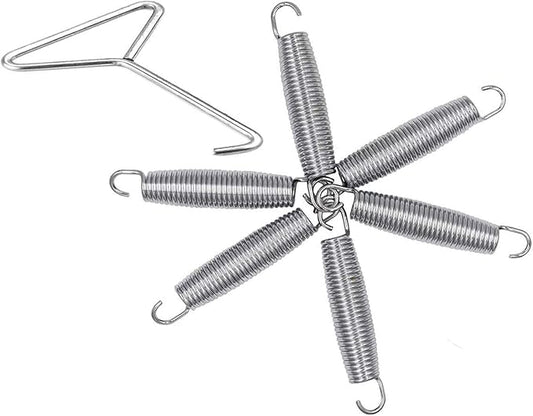 Bold and Thickened Steel Ring 5.5" Trampoline Springs Heavy Duty Galvanized Steel Replacement Spring Set ，Come with Free Triangle Hook-Hook(10 Pieces)