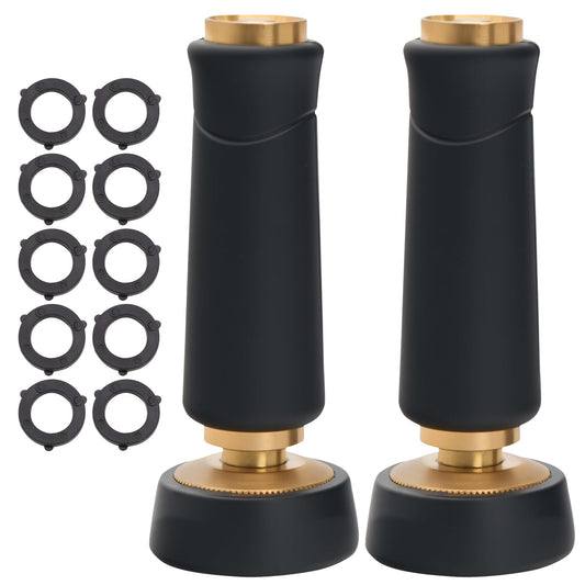 Brass Hose Nozzle, Heavy-Duty Sprayer for Garden Hoses, High Pressure Adjustable Twist Hose Nozzle, Spray Gun Rubber-Coated, Extra 10 Rubber Washers, 2 Pack
