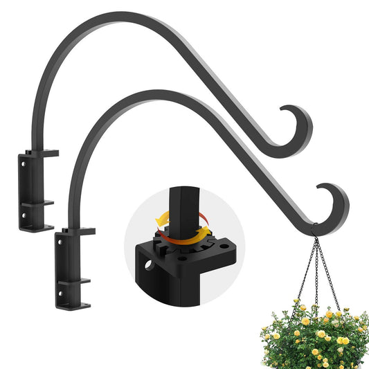 Foozet Swivel Plant Hanger for Hanging Plant, Plant Hanging Holder,Heavy Duty Black Iron Plant Hanger Brackets for Hanging Planters and Flowers Baskets Planter Outdoor (2 Pcs-16 Inches)