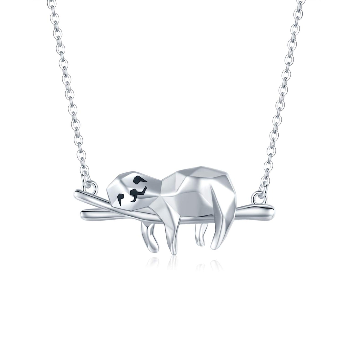 JUSTKIDSTOY Sloth Necklace Gifts Sterling Silver Cute Origami Animal Pendant Necklace Sloth Jewelry for Women Birthday Graduation