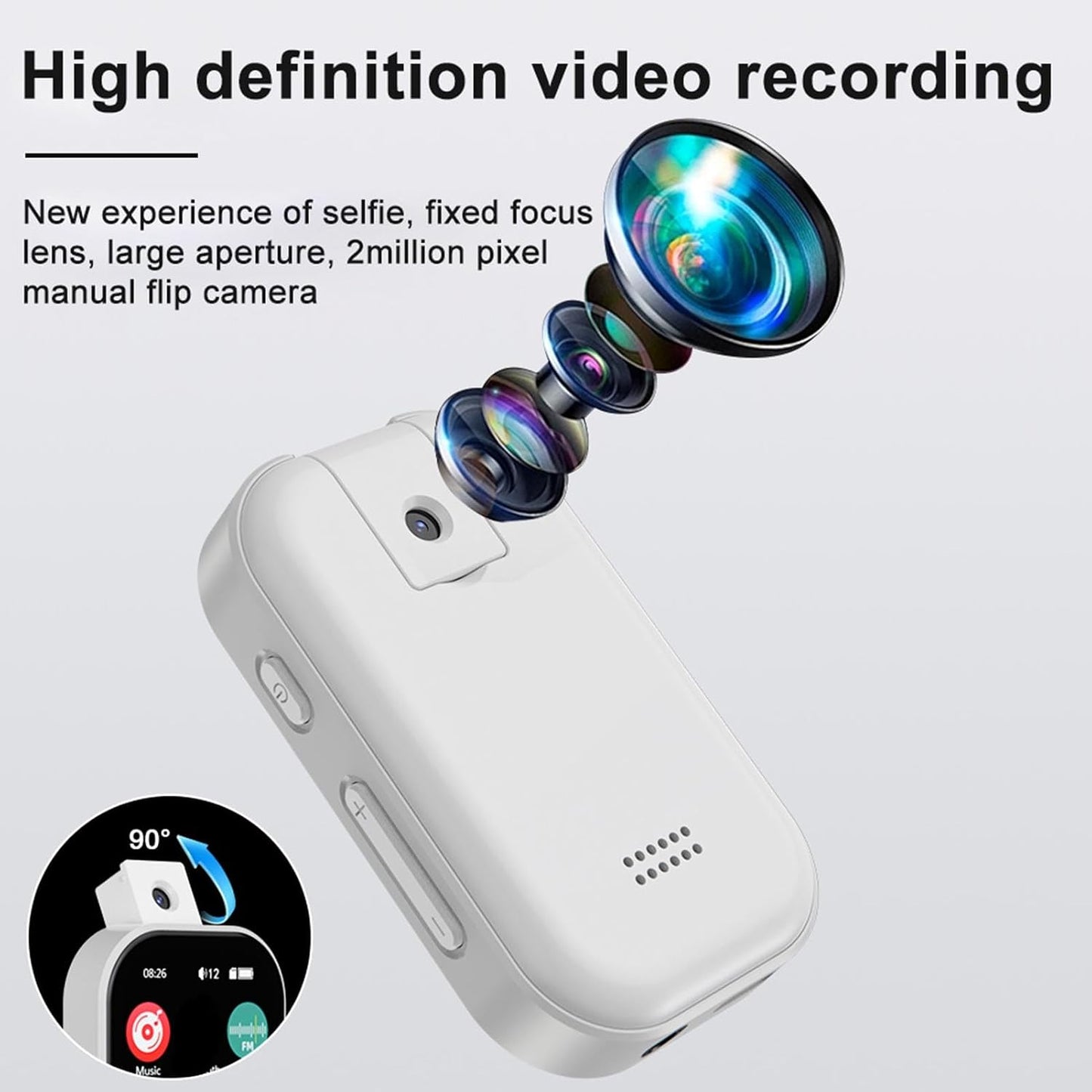 Wisoqu MP3 2.01" 720P Player with Bluetooth and Camera, Touch Screen Portable Music Player with FM Radio, Photos, Alarm