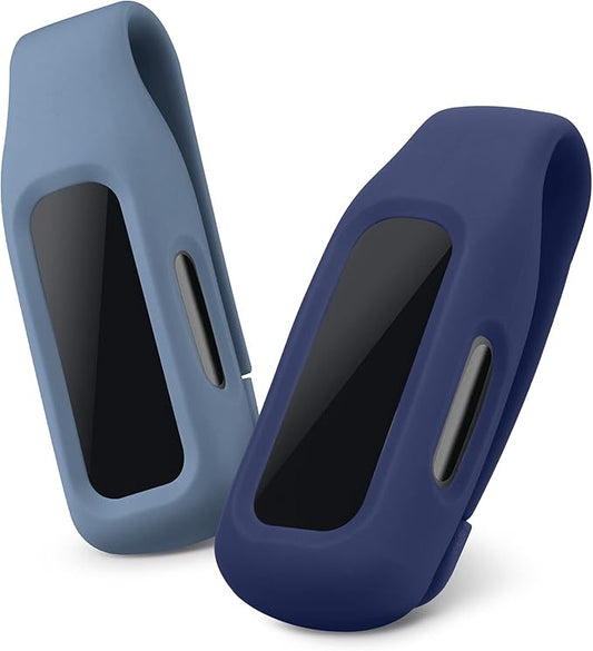 kwmobile 2X Clip Holders Compatible with Fitbit Inspire 3 / Inspire 2 / Ace 3 - Clip-On Holder Replacement Set - Black/Dark Blue