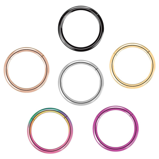 BOGKU 6pcs G23 Titanium Hinged Nose Rings Hoop 16 Gauge 9mm Nose Septum Clicker Segment Rings Cartilage Conch Tragus Helix Rook Hoop Earring Body Piercing Jewelry