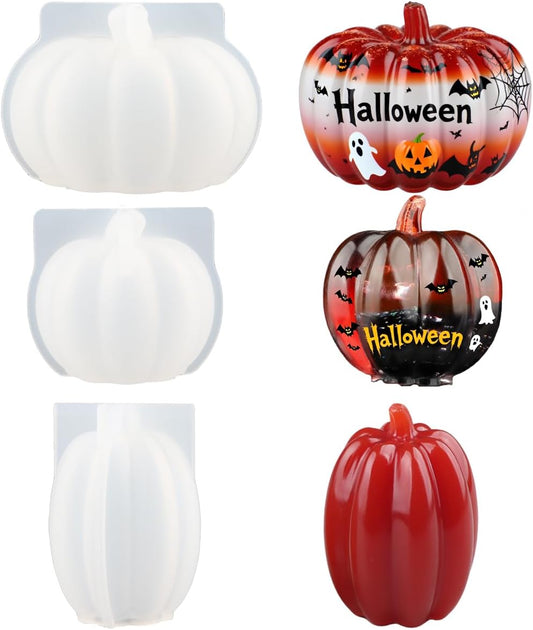Skiennix 3D Pumpkin Resin Molds - Mini Silicone Molds for Epoxy, Soap & Candle Making | Halloween Decor