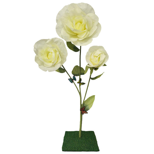 RiKoDaM 6.5FT Giant Flowers for Decoration, Big Artificial Flowers with Stand, Waterproof Large Handcrafted Paper Flowers for Wedding, Outdoor Garden, Shop Window Display, Home Decor(Yellow Rose)