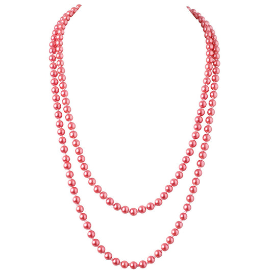 BABEYOND Long Pearl Necklace Faux Pearls Necklace Set Beaded Long Pearls Necklace 1920s Gatsby Costume Jewelry (Wine red)