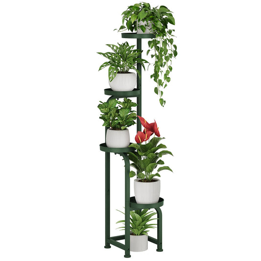 Bamworld Corner Plant Stand Indoor Outdoor, Tall Metal Flower Pot Stands for Multiple Plants, 4 Tier Dark Green Heavy Duty Plant Shelf for Patio Garden Balcony Living Room Bedroom(Patent Design)