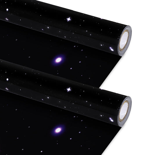 2 Rolls Starry Bulletin Board Paper Roll Non-Woven Bulletin Board Background Reusable Waterproof Poster Fade Resistant Black Purple Poster for Classroom Decor Wrapping Crafts Supplies 15.6 in x 12 Ft
