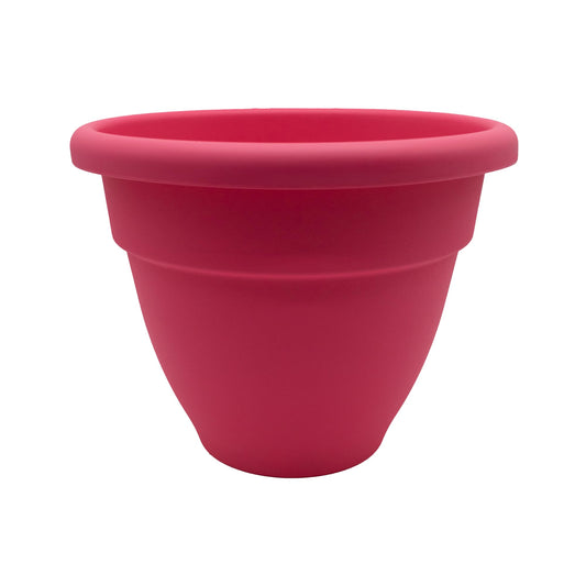 The HC Companies Caribbean Planter Pot - Outdoor & Indoor Plant Pot with Drainage Hole & Plug - Rolled Rim Plastic Pots for Plants & Flowers - Decorative Plant Pot (14" Pink Rose, Pack of 1)