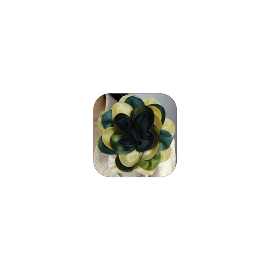 19mm Extra Large Rose Flower Brooches Lapel Pins Dainty Satin Fabric Brooches Big Camellia Flower Brooch Pin for Women Wedding Part Dance Clothes Accessories Jewelry (GreenYellew)