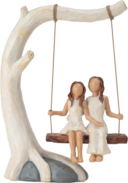 Regine Switzerland Mother Daughter Swing Statue - Hand-Painted Figurine | Perfect Birthday Gift