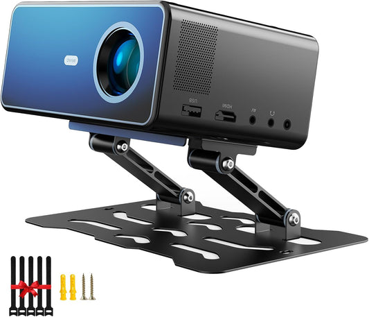 3-in-1 180 1/4" Adjustable Projector Mount Stand Universal Ceiling/Wall/Table Mount with Dual-Axis Rotation, Multi-Hole