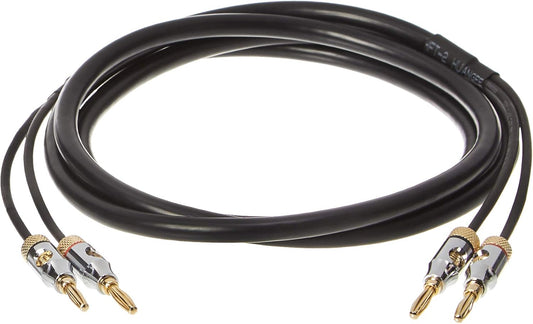 16AWG CL2 (4mm), 6 Amazon Basics Banana Plug Speaker Cable Wire, Rated for In-Wall Use, Gold-Plated Banana-Tip Plugs