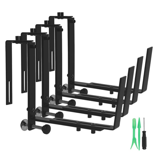SDLDEER Window Box Brackets, 4 Pack Adjustable Planter Box Brackets, Heavy Duty Iron Flower Box Bracket for Deck Railing with Bottom Support, for Balconies, Fences, and Gardens