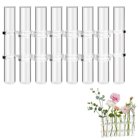 VALICLUD 8pcs Large Glass Test Tube Vases with Brush for Hydroponic Propagation, Indoor Plant Terrarium Kit, Desktop Glass Desk Vase Set for Home Décor and Water Plant Display