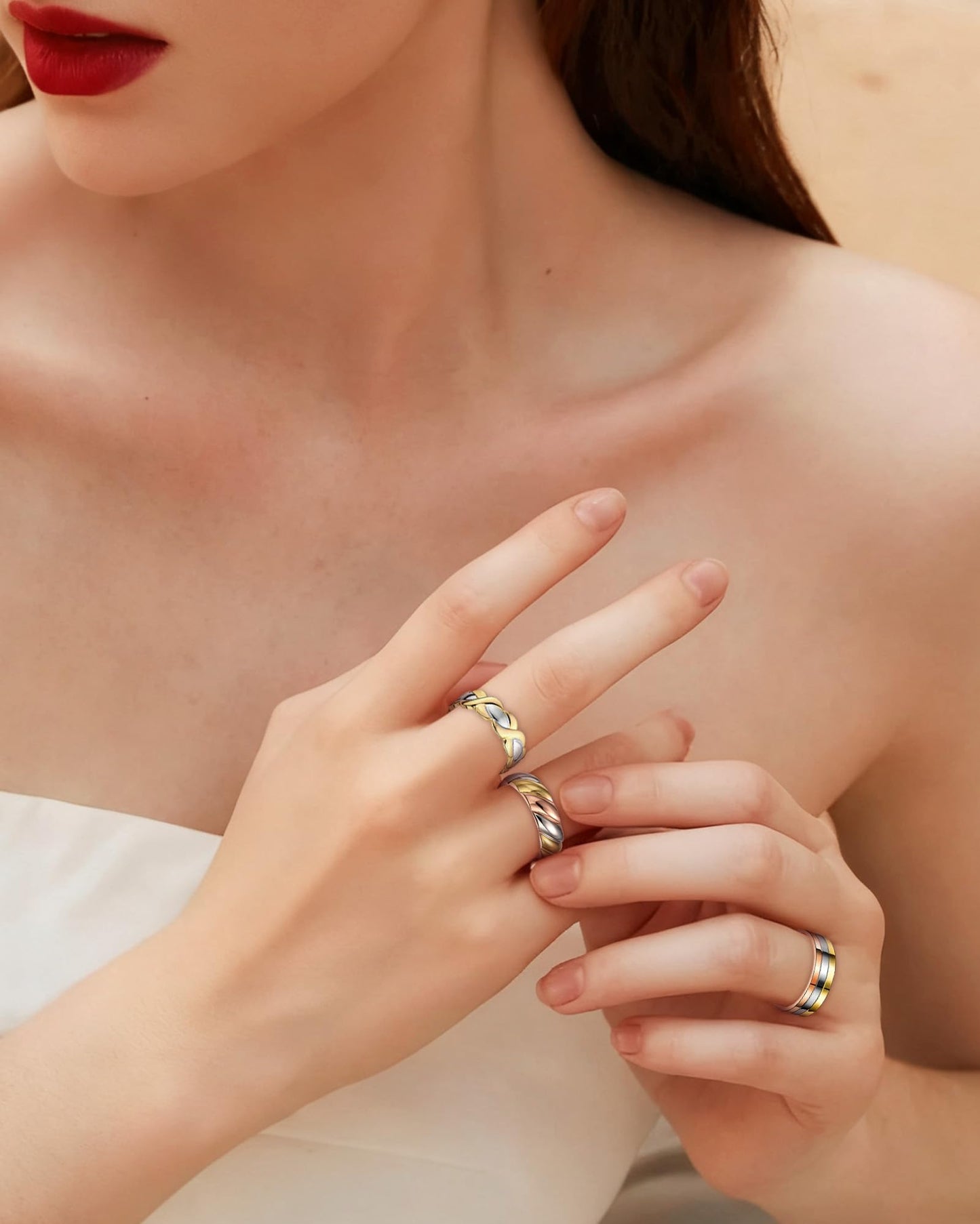 BioMag Copper Rings for Women, 99.99% Pure Copper Magnetic Rings Thumb Rings for Lymphatic Drainage, Adjustable Jewelry Gifts for Women (Multi Tone)