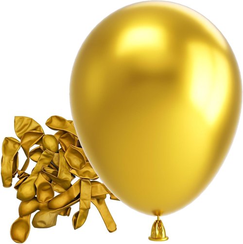 Bezente Metallic Gold Balloons - 150 Pack 5-Inch Chrome Latex Balloons for Weddings & Parties