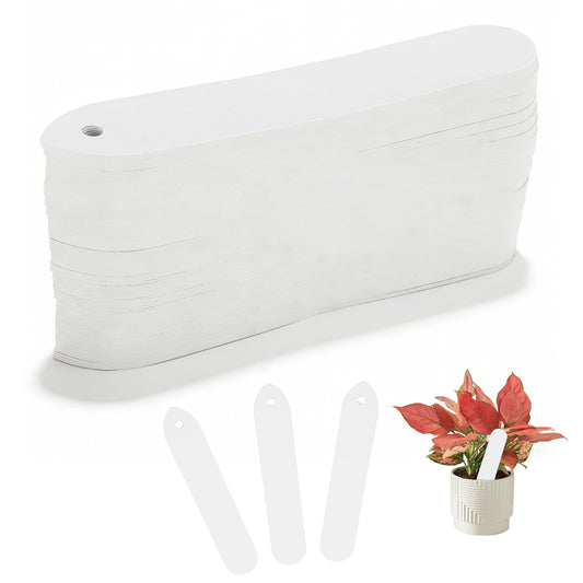 100pcs PVC Garden Plant Pot Markers Stake Tags Yard Nursery Seed Label and with Hole Design, Easy to Use for Courtyard, Garden, and Greenhouses (White)