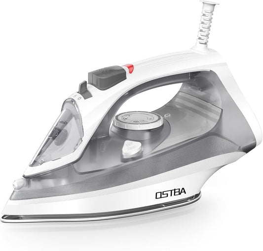 OSTBA 1600W Steam Iron - Rapid Heating, Nonstick Soleplate, Self-Cleaning, 300ml Water Tank