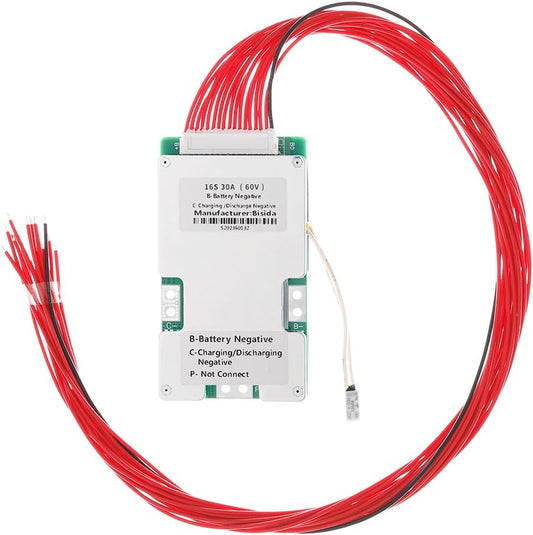 Bisida 16S 60V 30A Common Pack (16S 60V 30A) BMS Li-ion PCB Protection Board with Balance Wire and NTC,Ten Functional