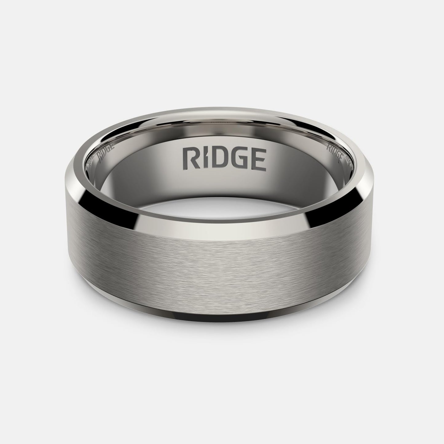 Ridge Beveled Ring Set 8mm - Platinum - 13