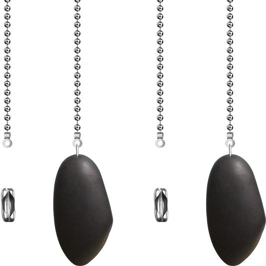 XIOFU Handmade Pebble Ceiling Fan Pull Chain - Natural River Stone Pull Chain for Ceiling Fans, Lamps, Wall Lights - Decorative Pull Cord (2PCS)