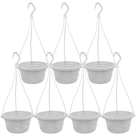 Toddmomy 10 Pack 6.7 Inch Plastic Hanging Flower Pots with Hooks Round Planters for Succulents Herbs Small Plants Indoor Outdoor Garden Hanging Baskets