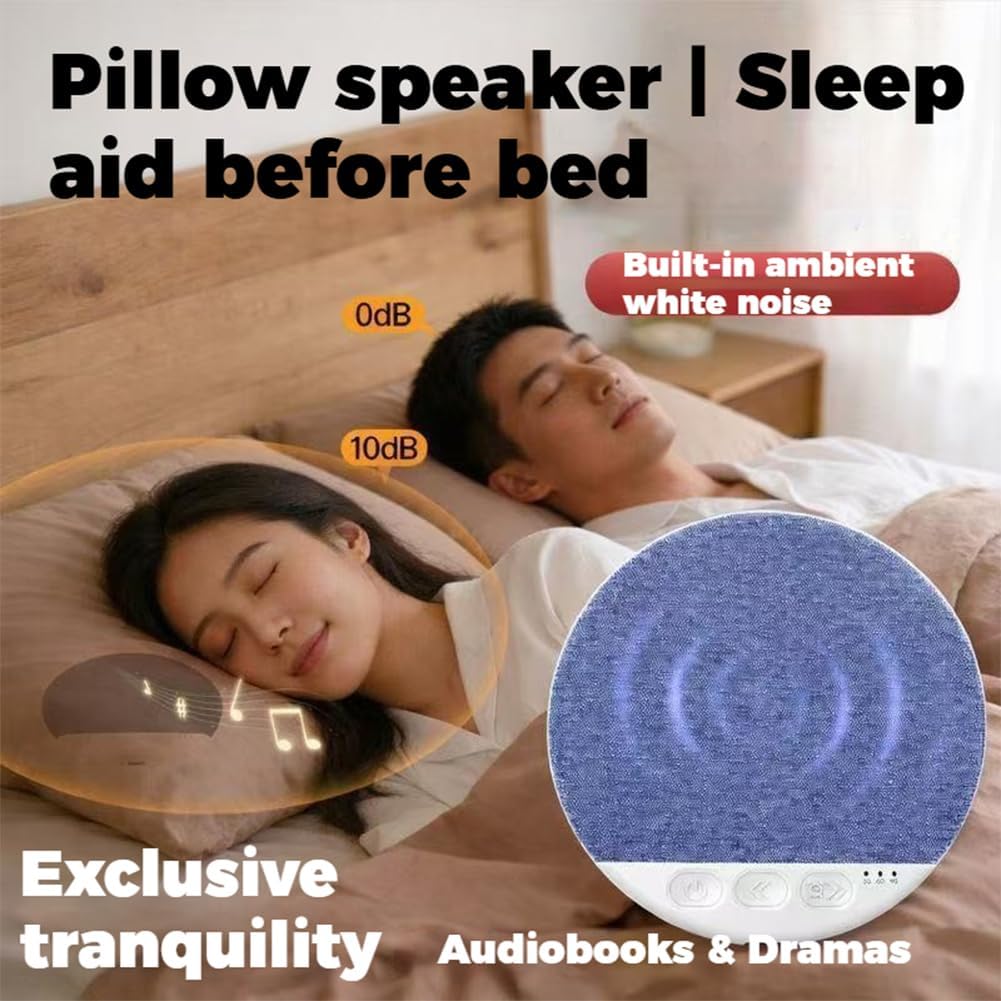 2026 5.4 (Blue*2) New Bluetooth Pillow Speaker for Sleeping, Under Pillow Speaker Bluetooth with White Noise, Ultra