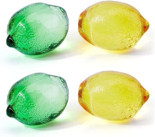 DICOSMETIC Crystal Lemon Figurines - 4Pcs Colorful Glass Ornaments for Home & Office Decor