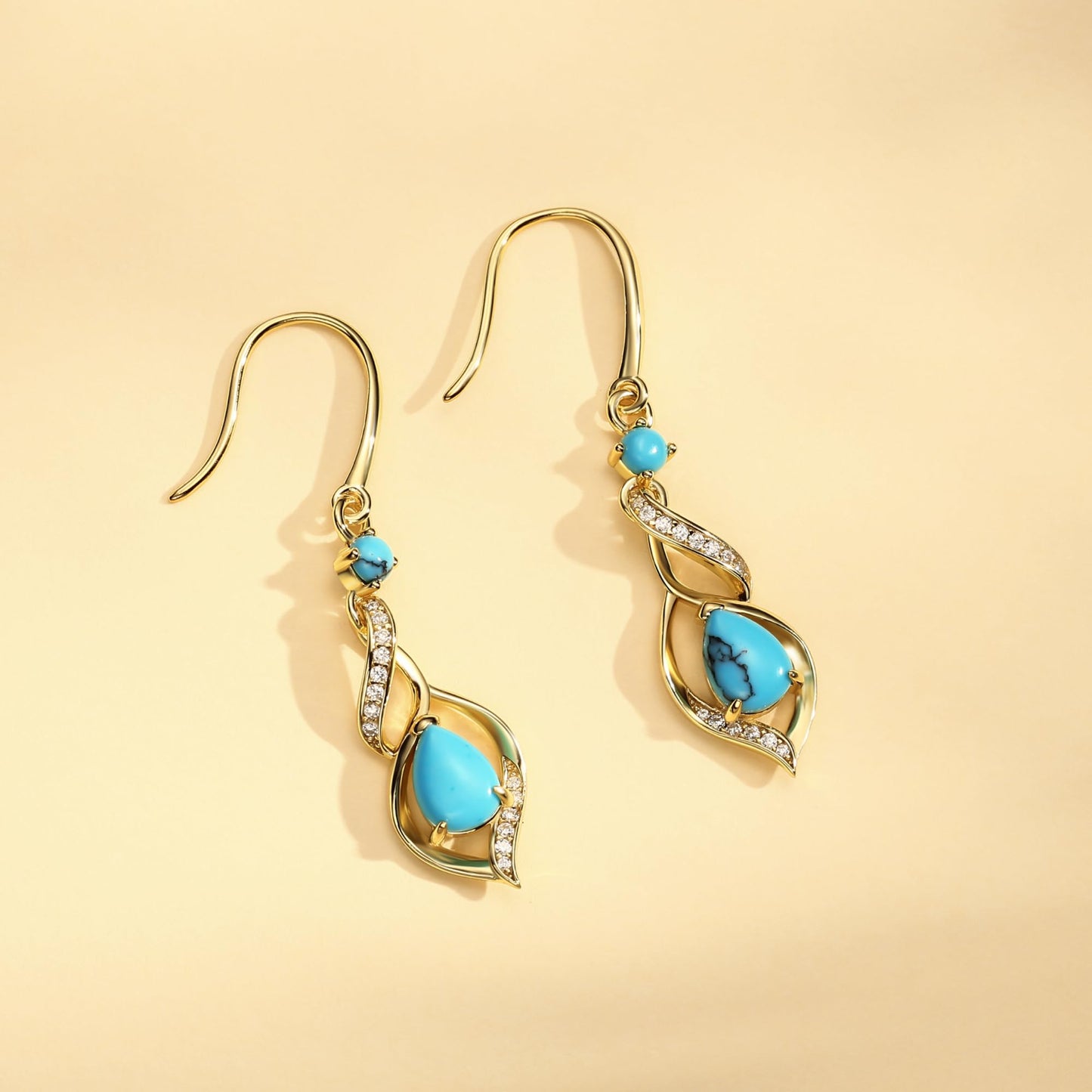 FANCIME 14K Gold Plated December Birthstone Dangle Earrings for Women Teardrop Turquoise Earrings S925 Sterling Silver infinity Love Birthday Gifts for Mom Women