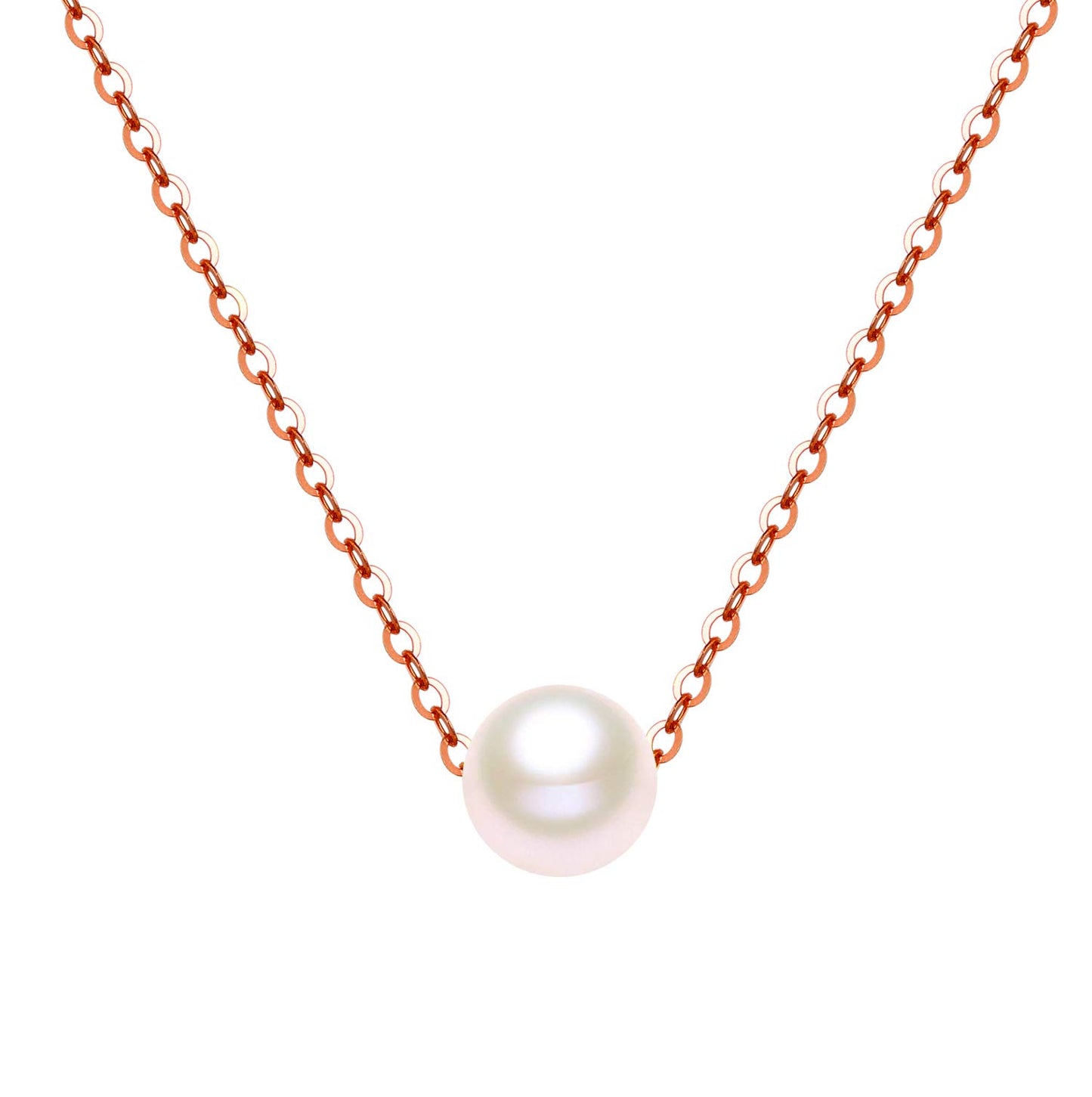 14K Solid Gold Pearl Necklaces for Women, Real Freshwater Cultured Pearl Choker Necklaces Fine Jewelry Gifts for Her, Mom, Wife 16"-18"