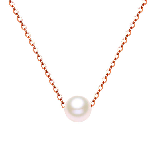 14K Solid Gold Pearl Necklaces for Women, Real Freshwater Cultured Pearl Choker Necklaces Fine Jewelry Gifts for Her, Mom, Wife 16"-18"