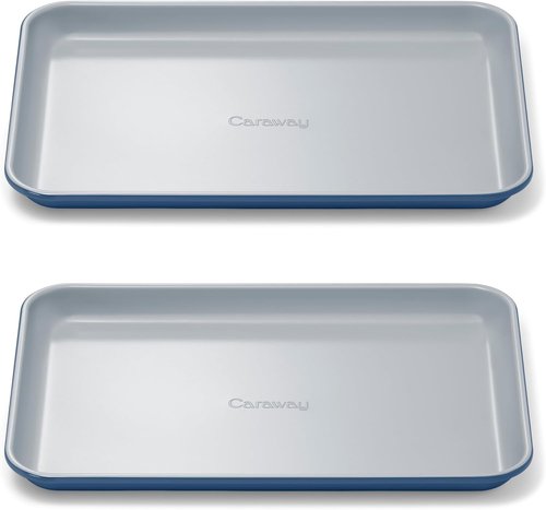 Caraway Nonstick Ceramic Baking Sheet Duo (9x13”) - Non-Toxic & Oven Safe - Mini Sheet Pan in Navy