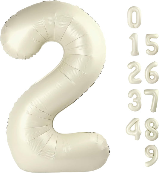 Skiennix 40-Inch Cream White Number Balloons - Perfect for 2nd, 12th, 21st Birthday Celebrations & Weddings