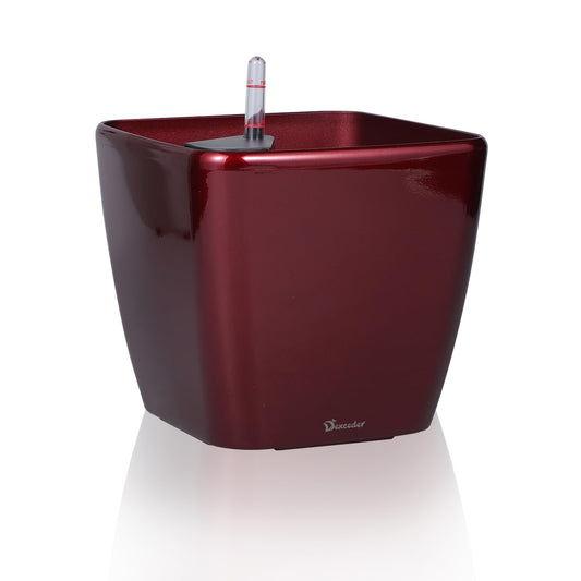 Dexceder 9x8 Self Watering Planter Indoor Outdoor, Inner Mat Design, Thickened Table Flower Plant Pot with Water Level Indicator (Red High Gloss)