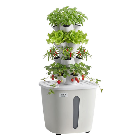 VEVOR Hydroponic Tower, 20 Pods 4 Tiers Hydroponics Growing System Kit, Vertical Home Hydronic Garden with 20L Water Tank & Pump, Planter Plants Germination Kit for Indoor Herbs, Fruits, Vegetables