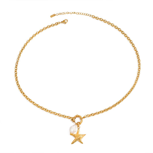 Biuwos Summer Swirl Star Necklace for Women Metal Starfish Pendant Necklace Vacation Beach Jewelry