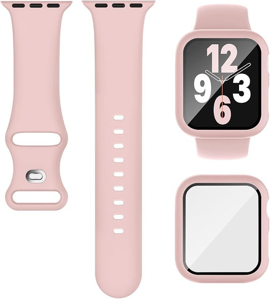 Compatible for Apple Watch Series 11 10 Band 42mm and Case with Screen Protector, Soft Silicone Sport Strap Bands and Protective Cover with Tempered Glass for iWatch Series 11 10