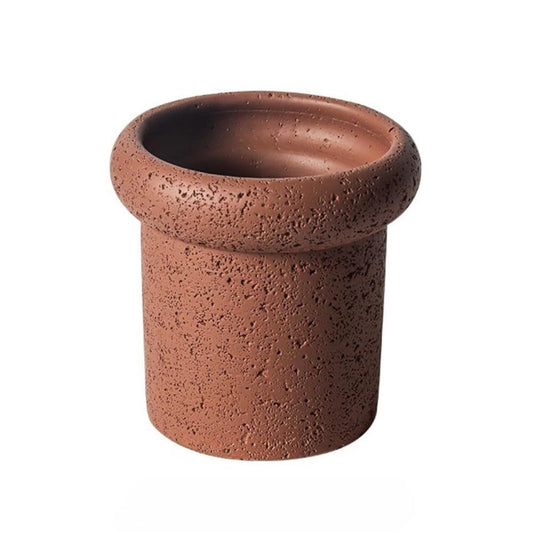 FXLTHIYBO Sleek Creative Cement Colored Flower Pot Planter Plants Flowers Potted Decoration Balcony Garden for Indoor use(Dark Red,Large)