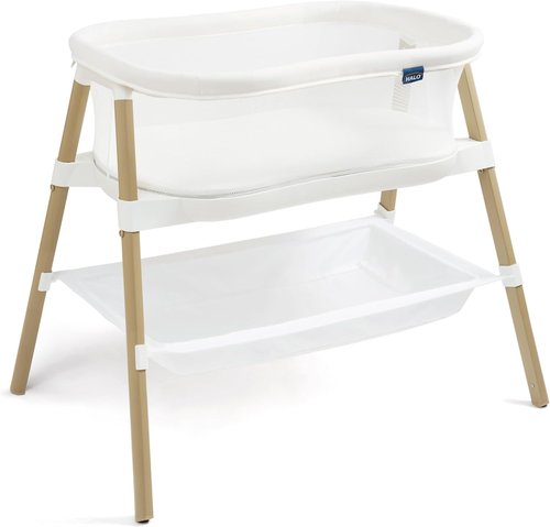 HALO® BassiNest® Essential Sleeper - Portable Baby Bassinet with Breathable Mesh & Storage Shelf - Lightweight Bedside Crib for Newborns