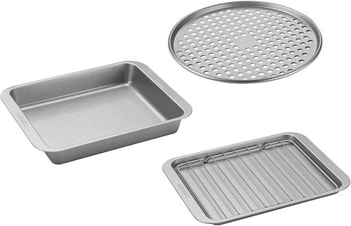 Cuisinart Toaster Oven Baking Pan Set - 4-Piece Silver Cookware for Perfect Baking