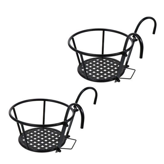 Healifty 2pcs Hanging Flower Pot Stand Iron Plant Rack for Balcony Railing Removable Storage Rack for Indoor Outdoor Potted Plants Sturdy Ventilated Flowerpot Holder Home Decor