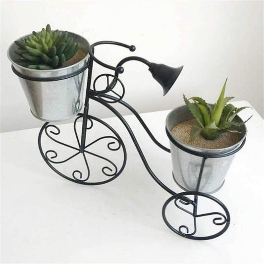 Lovely Bicycle Flower Pots Holder Plant Stand Modern Stable Metal Flower Pot Display Rack for Indoor Outdoor Balcony Home Garden Black