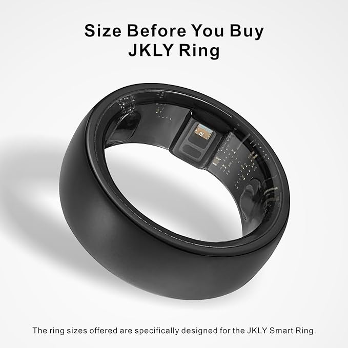 Smart Ring, Activity Trackers, Sleep Ring, Fitness Tracking, Stress Tracker, Heart Rate, Meditation, Temperature, Respiratory, No App Subscription, Women, Men, iOS, Android (Black, 8)