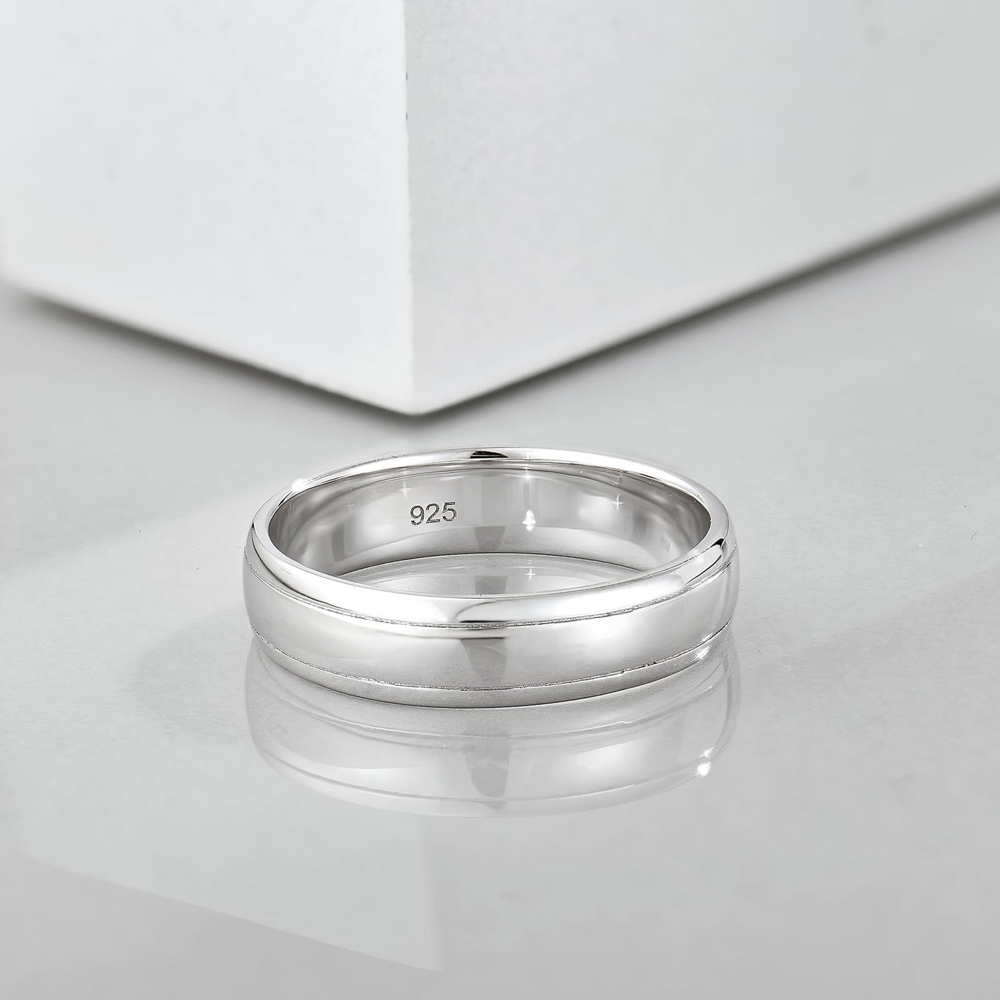 STARCHENIE 5mm Wedding Band Ring, 925 Sterling Silver Comfort Fit, Sizes 11