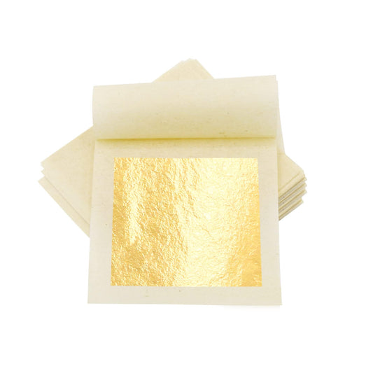 KINNO Edible Gold Leaf Sheets 30 Sheets 1.7" x 1.7" 24K Yellow Real Gold for Makeup, Spa, Crafts, Gilding, Art, Bakery Food and Drink Decorations- Cake, Dessert, Coffee or Wine