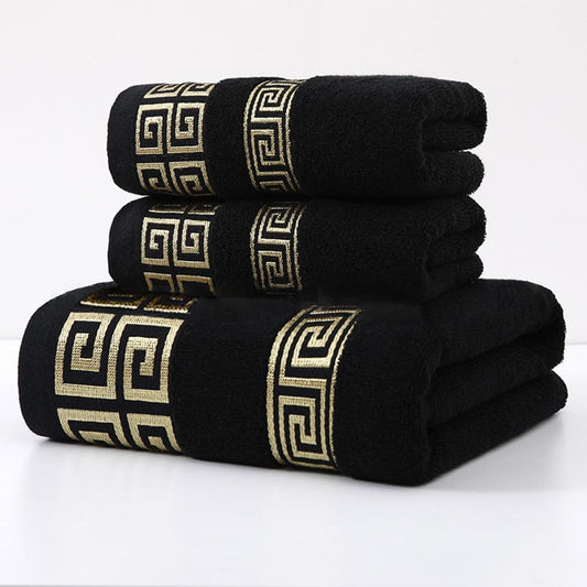 Regine Switzerland Bath Towel Set - Highly Absorbent 100% Cotton | 3-Piece Black Towel Set