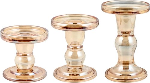 Glass Candle Holders - Set of 3 Elegant Holders for Pillar & Tealight Candles | Perfect Home Decor